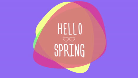 Hallo-Frühling-Auf-Modischen-Geometrischen-Kreisen-Auf-Violettem-Farbverlauf