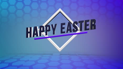 Modern-Happy-Easter-with-hexagons-pattern-on-blue-gradient