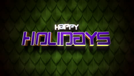 Happy-Holidays-text-on-green-leafs-pattern