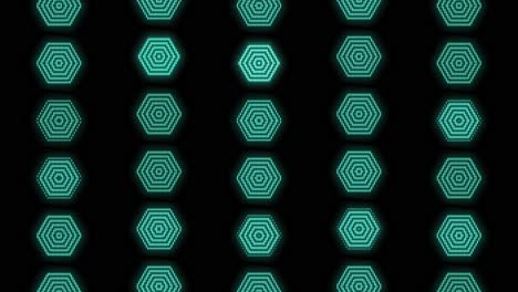 Pulsing-neon-green-hexagons-pattern-in-rows-3
