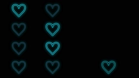 Pulsing-neon-blue-hearts-pattern-in-rows-2