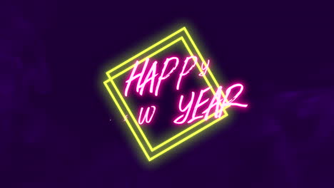 Happy-New-Year-with-neon-squares-pattern-on-purple-gradient