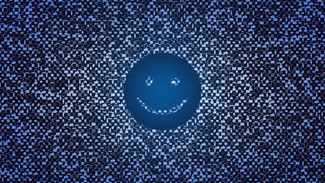 Big-smile-icon-on-blue-network-pattern