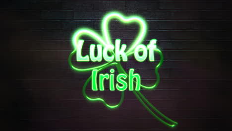 Luck-Of-Irish-with-neon-shamrock-on-wall