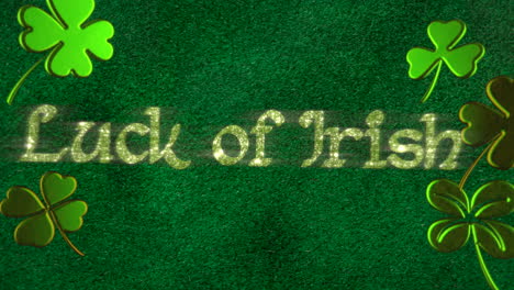 Luck-Of-Irish-and-green-shamrocks-pattern-on-table