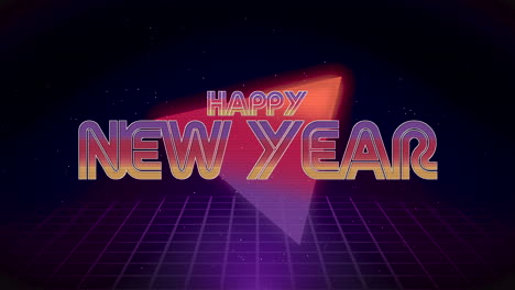Feliz-Año-Nuevo-Con-Triángulo-Retro-Y-Cuadrícula-En-Galaxia-Negra