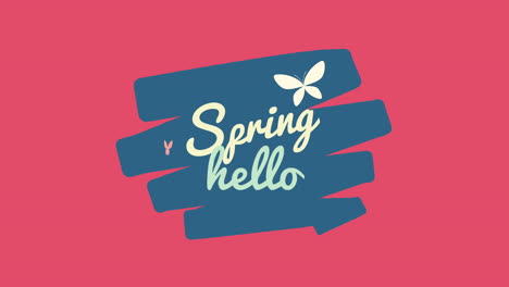 Hallo-Frühling-Mit-Schmetterling-Auf-Modischem-Rotem-Farbverlauf