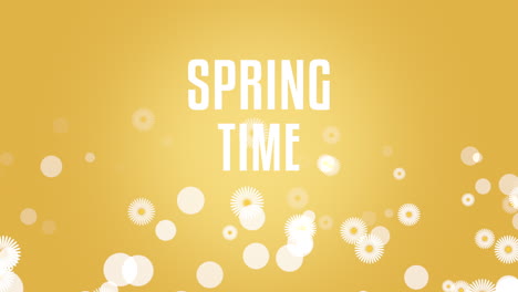Frühlingszeit-Mit-Fliegenden-Weißen-Blumen-Auf-Gelbem-Farbverlauf