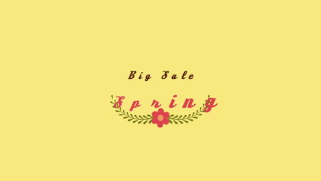 Spring-Big-Sale-with-red-flower-and-green-leaves-on-yellow-gradient