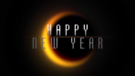 Happy-New-Year-with-yellow-light-of-moon-in-galaxy
