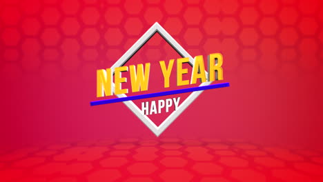 Modern-Happy-New-Year-text-on-red-hexagons-geometric-pattern