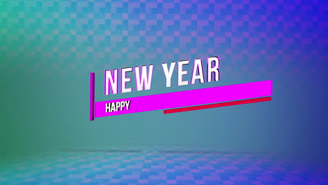 Texto-Moderno-Feliz-Año-Nuevo-En-Patrón-Geométrico-De-Cuadrados-Azules