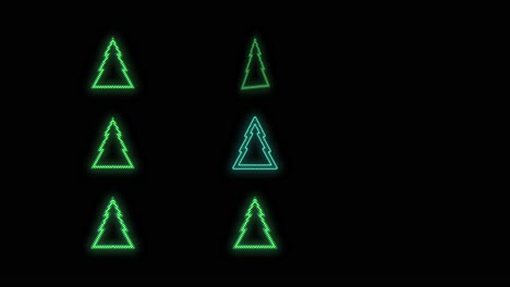 Neongrünes-Weihnachtsbaummuster-Auf-Schwarzer-Steigung