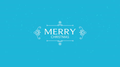 Merry-Christmas-with-snow-and-ornament-on-blue-gradient