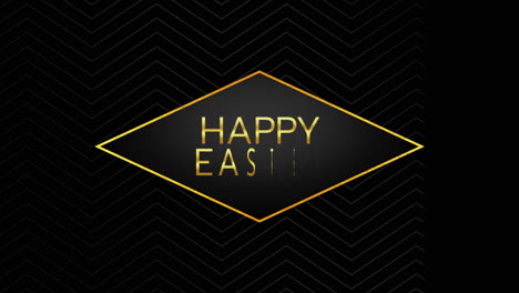 Happy-Easter-with-retro-gold-frame-on-fashion-zigzag-pattern