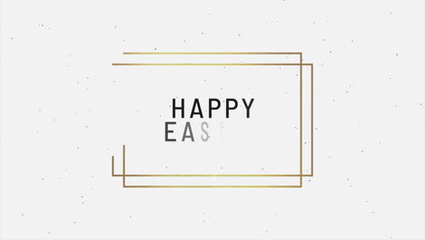 Happy-Easter-with-retro-gold-frame-on-fashion-white-gradient