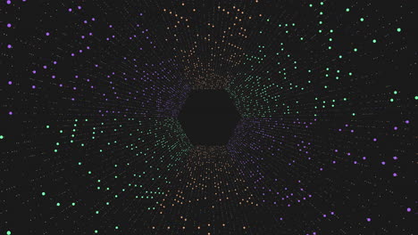 Vertigo-rainbow-futuristic-neon-hexagon-with-lines-and-glitters-in-dark-galaxy