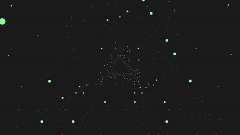 Schwindelregenbogen-Futuristisches-Neondreieck-Mit-Linien-Und-Glitzern-In-Dunkler-Galaxie
