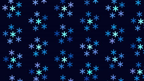 Abstract-winter-snowflakes-pattern-in-rows-on-black-gradient
