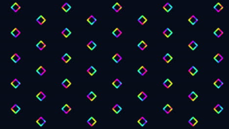Flaches-Regenbogenquadratmuster-In-Reihen-Auf-Schwarzem-Farbverlauf
