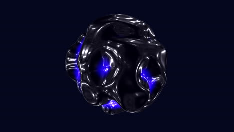 Futuristic-blue-and-black-ball-with-neon-color-and-waves