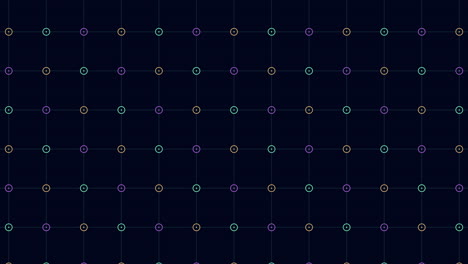 Cuadrícula-Digital-Con-Anillos-Geométricos-De-Neón-En-Filas