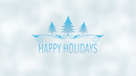 Felices-Fiestas-Con-árboles-De-Navidad-De-Invierno-En-Degradado-Blanco