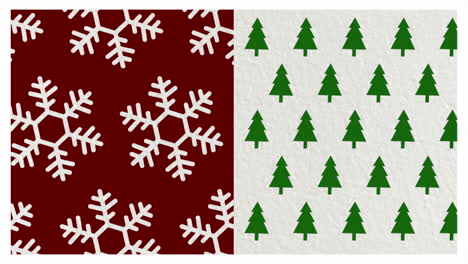Weiße-Schneeflocken-Und-Weihnachtsgrünes-Baummuster