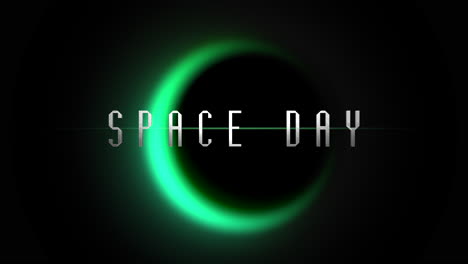 Weltraumtag-Mit-Grünem-Licht-Des-Schwarzen-Planeten-In-Der-Galaxie