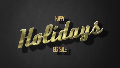 Retro-Happy-Holidays-and-Big-Sale-text-on-black-grunge-wall