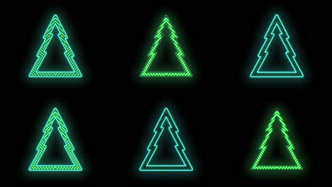 Weihnachts-Neonbäume-Symbolmuster-Auf-Schwarzem-Farbverlauf