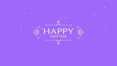 Happy-New-Year-with-snow-and-ornament-on-purple-gradient