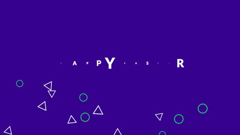 Happy-Easter-text-with-flying-shapes-on-fashion-purple-gradient
