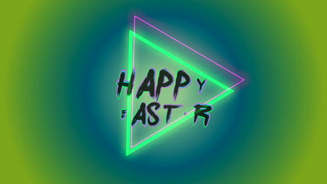 Happy-Easter-with-neon-triangles-on-green-gradient