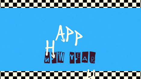 Feliz-Año-Nuevo-En-Textura-Hipster-Azul-Con-Bandera-Deportiva