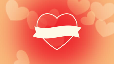 Romantic-heart-and-ribbon-on-gradient-orange-pattern