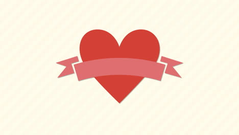 Romantic-red-heart-and-ribbon-on-striped-pattern