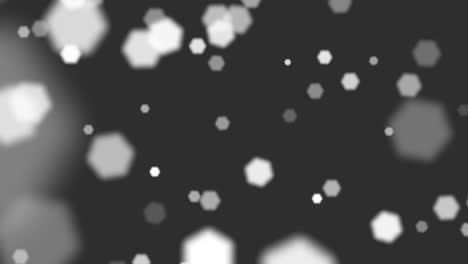 Partículas-Redondas-Blancas-Voladoras-Con-Brillos-En-Degradado-Negro-De-Moda
