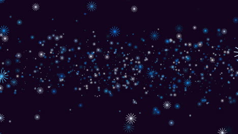 Fliegende-Digitale-Bunte-Schneeflocken-Am-Nachthimmel