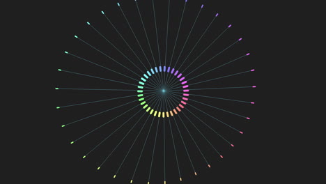 Connected-digital-circles-pattern-with-rainbow-dots-on-black-gradient