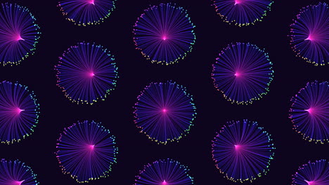 Illusionsneonkreismuster-In-Reihen-Mit-Neonpunkten-Auf-Dunklem-Farbverlauf