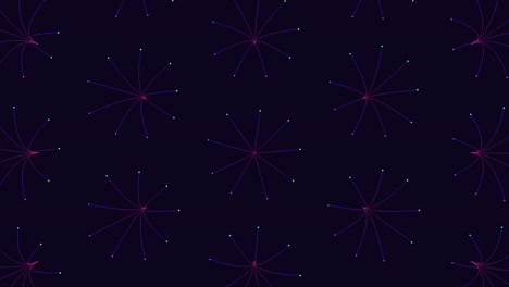 Illusion-neon-circles-pattern-in-rows-with-neon-dots-on-dark-gradient