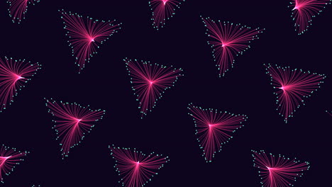 Illusion-neon-triangles-pattern-in-rows-with-neon-dots-on-dark-gradient