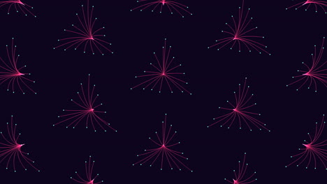 Illusion-neon-triangles-pattern-in-rows-with-neon-dots-on-dark-gradient