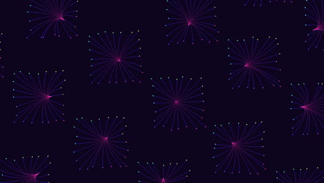 Illusionsneonwürfelmuster-In-Reihen-Mit-Neonpunkten-Auf-Dunklem-Farbverlauf