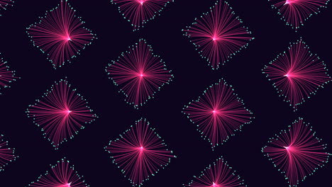 Illusion-neon-cubes-pattern-in-rows-with-neon-dots-on-dark-gradient