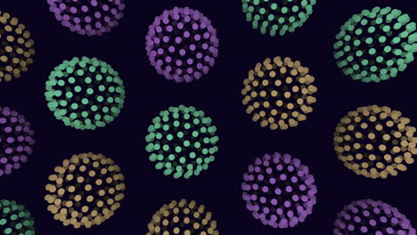Illusion-neon-spheres-pattern-in-rows-with-neon-dots-on-dark-gradient
