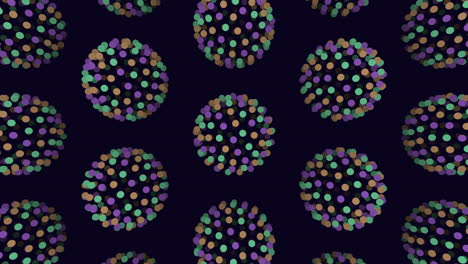 Illusionsmuster-Aus-Neonkugeln-In-Reihen-Mit-Neonpunkten-Auf-Dunklem-Farbverlauf