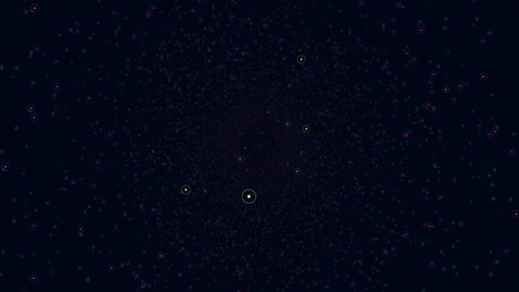 Galaxia-Nocturna-Con-Estrellas-Y-Brillos-De-Neón-Aleatorios-Voladores