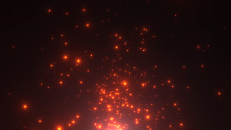 Fliegende-Rote-Sterne-Und-Glitzer-In-Einer-Dunklen-Galaxie